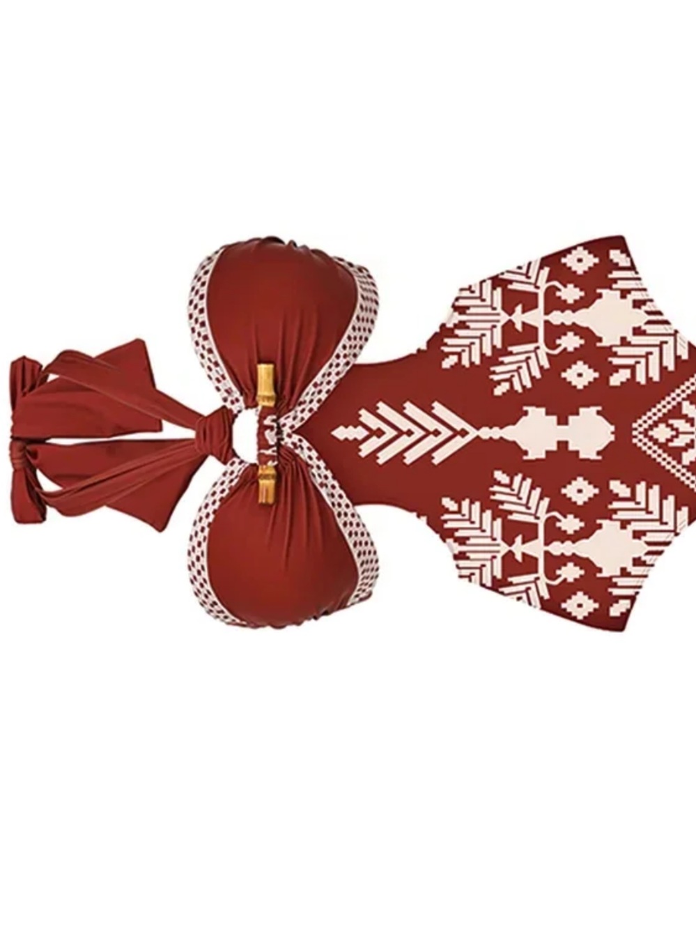 ANNA KAY Rust Red and Cream Patterned One-Piece Swimsuit
